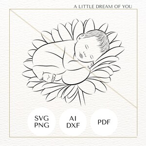 Bébé Fleurs Marguerite | PNG SVG ai dxf pdf | illustration line art | cliparts / vecteurs | Cricut Decoupe | Customing