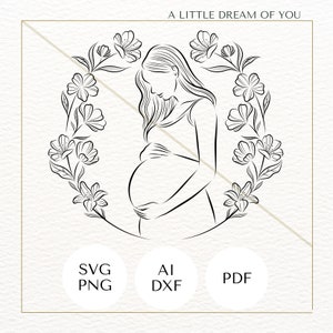 Mulher grávida | Clipart Vetores Corte de Arquivos - PNG | SVG | IA | dxf | pdf - Flores Parteira, Doula, Maternidade | Bebê