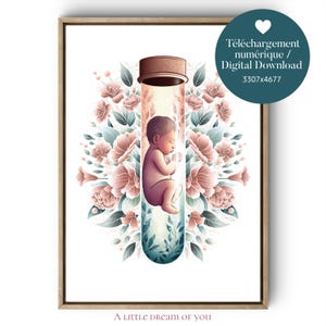 IVF PMA Mom Parents Baby Fetus Birth Maternity - Floral Colors Illustration - Digital Download