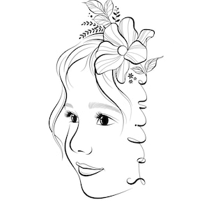 Boceto de retrato lineal a partir de una foto | Personalización | Familia, bebé, pareja, mascotas | Arte lineal | Descarga de tatuaje de línea fina