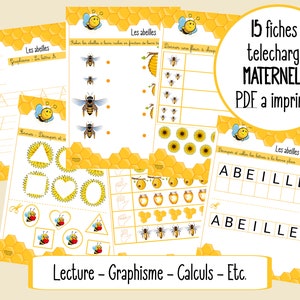 Exercises Sheets Kindergarten Small Section | Middle Section | Large section | Bees | Calculations Graphics Reading Writing PDF