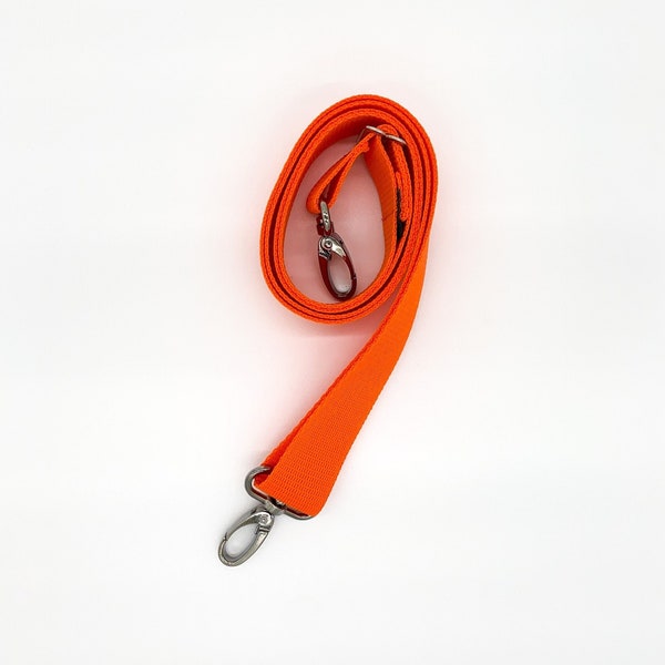 Taschengurt orange, verstellbarer Schultergurt mit silbernen Karabinern für Umhängetaschen, Crossbodybags und Bauchtaschen