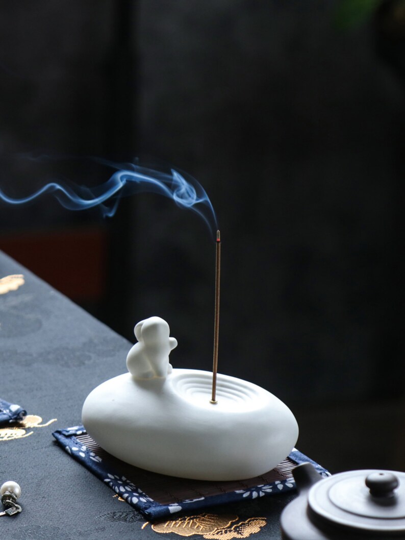 Handmade Ceramic Incense Holder, Rabbit Incense Holder, Stick Incense