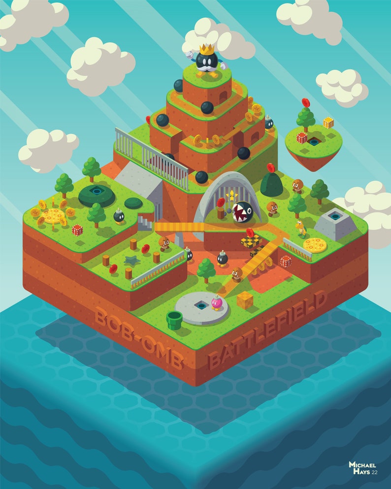 Bob-omb Battlefield Print - Etsy