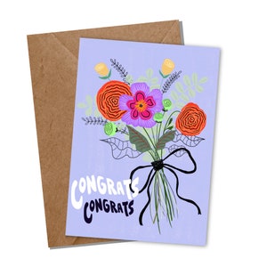Felicitaciones Tarjeta de ramo / Bonita tarjeta de felicitación / Flores