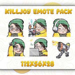 Killjoy Valorant Emote Paket | Benutzerdefinierte Twitch, Youtube & Discord Emotes | Emotes verschenken