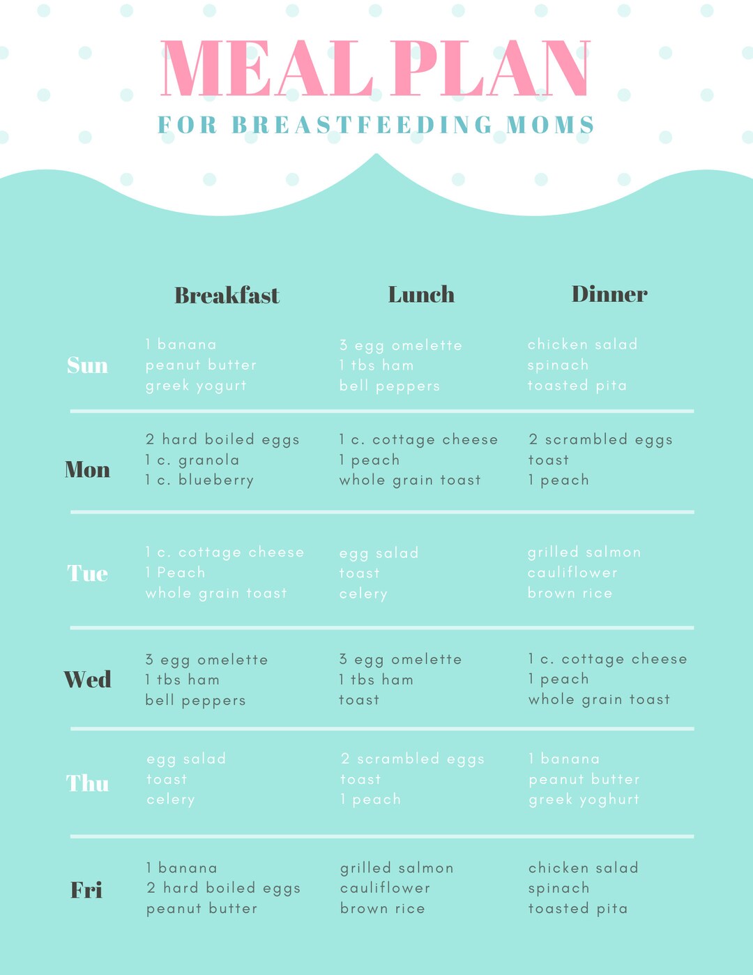 Breastfeeding Meal Plan Etsy