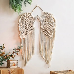 Angel Wings Macrame | Wall Hanging Pattern | Large Hand Woven Embroidered pattern | Home Decor, Room Decoration, Aesthetic Tapest Boho Fairy