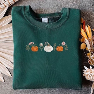 Pumpkin Season Sweatshirt Fall sweatshirt embroidered, Custom Embroidered hoodie, Cute Fall, Fall Leaves Sweatshirt, Thanksgiving Crewneck