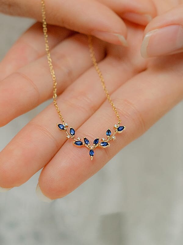 Blue stone necklace gold store
