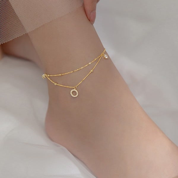 Double Layer Anklet | Twin Strand Anklet|Dual Strand Foot Adornment|Double Band Anklet Charm|Layered Chain| Anklet Elegance|Foot Jewelry