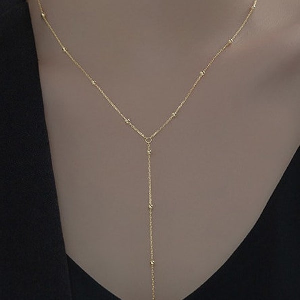 Tassel Lariat Necklace| Lariat| 925 Silver |14K Gold plated Necklaces |Minimalist