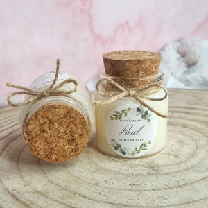Mini personalized candle Baptism Birthday boy cork model 50ml