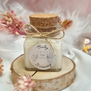 Personalized cork stopper candle Pregnancy/birth announcement 120ml