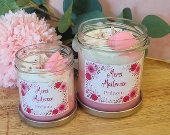 Vela gourmet personalizable "Gracias, profesor/a" con aroma a flor de cerezo.
