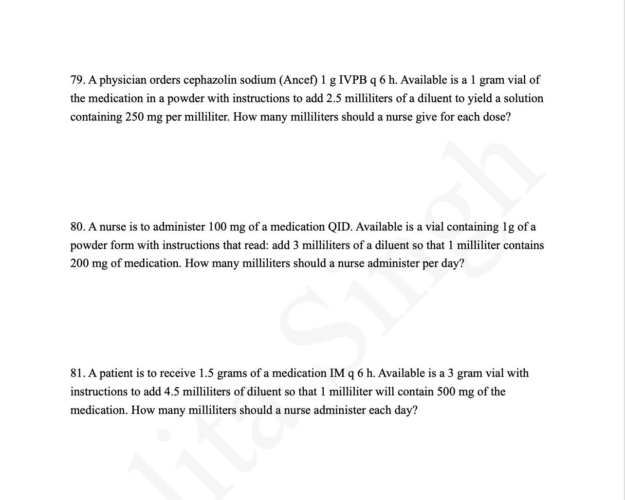 Med Math Question Types Med Math for Nursing Practice Questions W/ Answers - Etsy