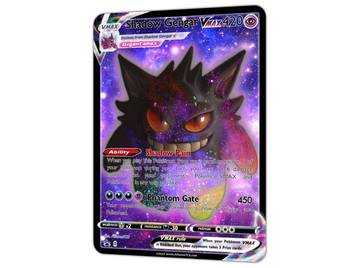 Gengar and he's bros Pikachu ash Vmax gaming shining gx ex m mega ultra  pokemon gx ex card custom holographic ancient full art v vmax