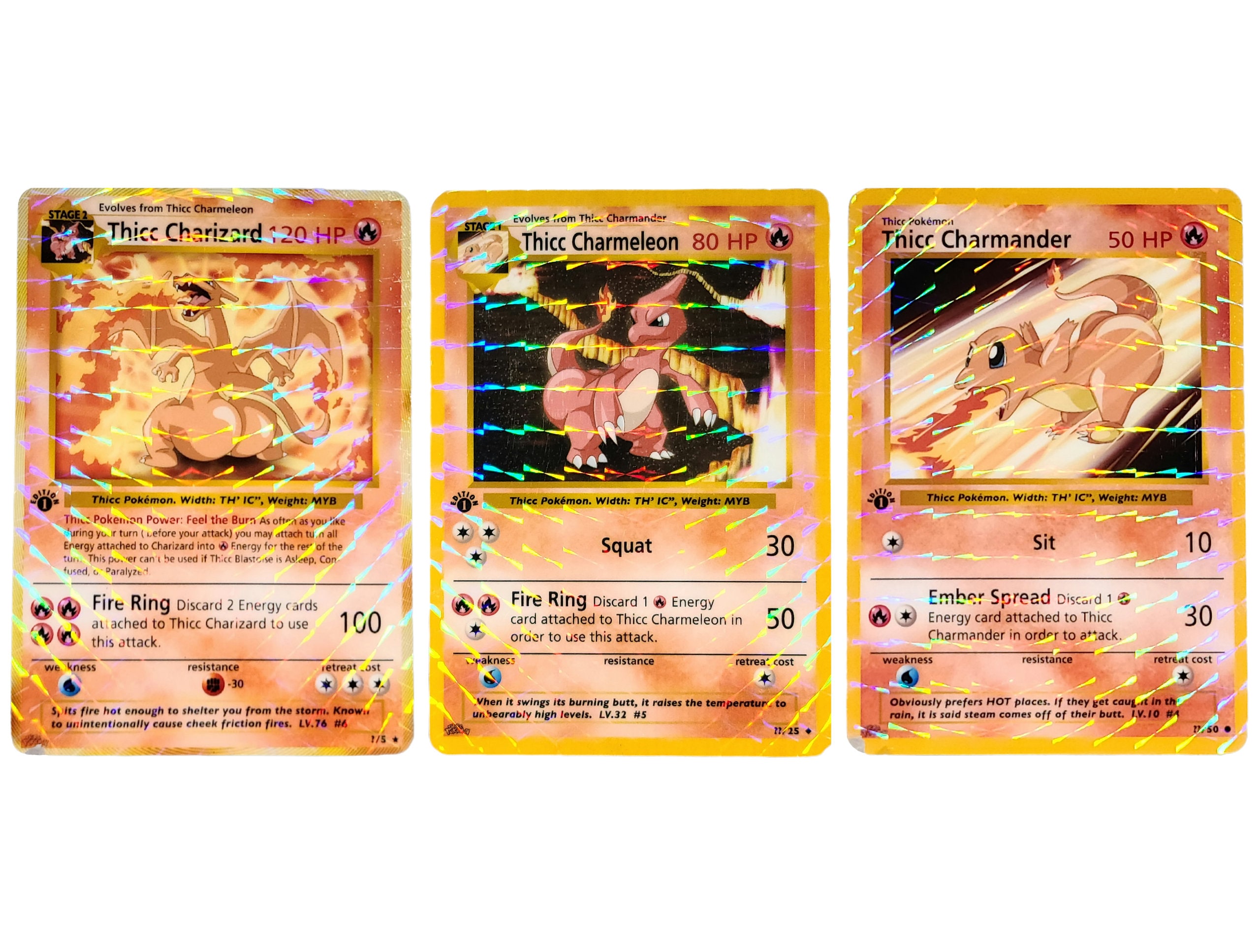 Thicc Charizard Charmeleon & Charmander Custom Full Holo - Etsy Hong Kong