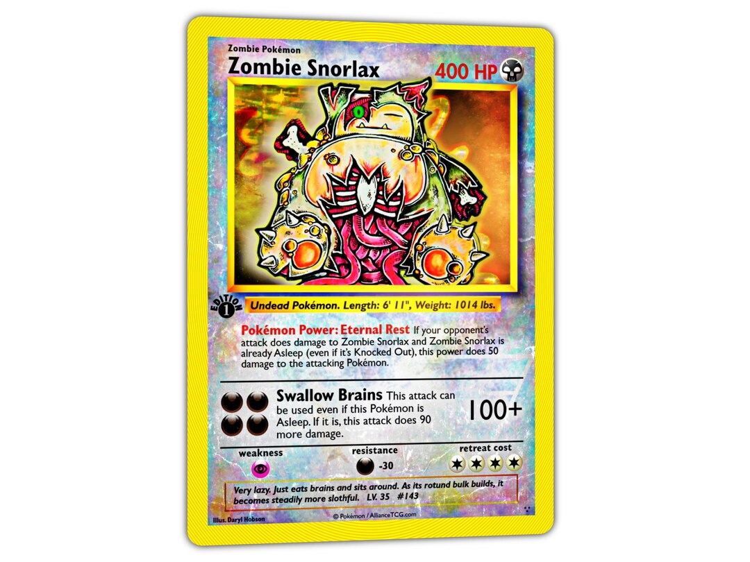 Zombie Snorlax Full Holo Custom Card - Etsy