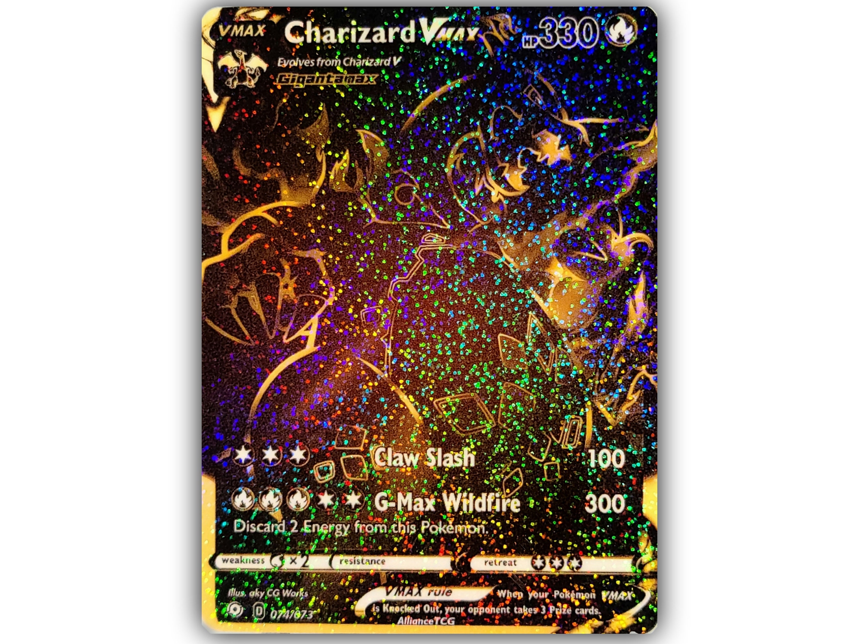 Card Games Charizard VMAX Black & Gold Full Art Holo Custom Card Games ...