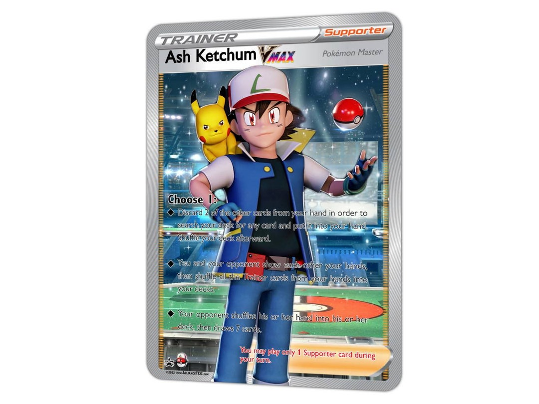 Buy Ash Ketchum VMAX Full Art Holo Custom Trainer Card Online in India
