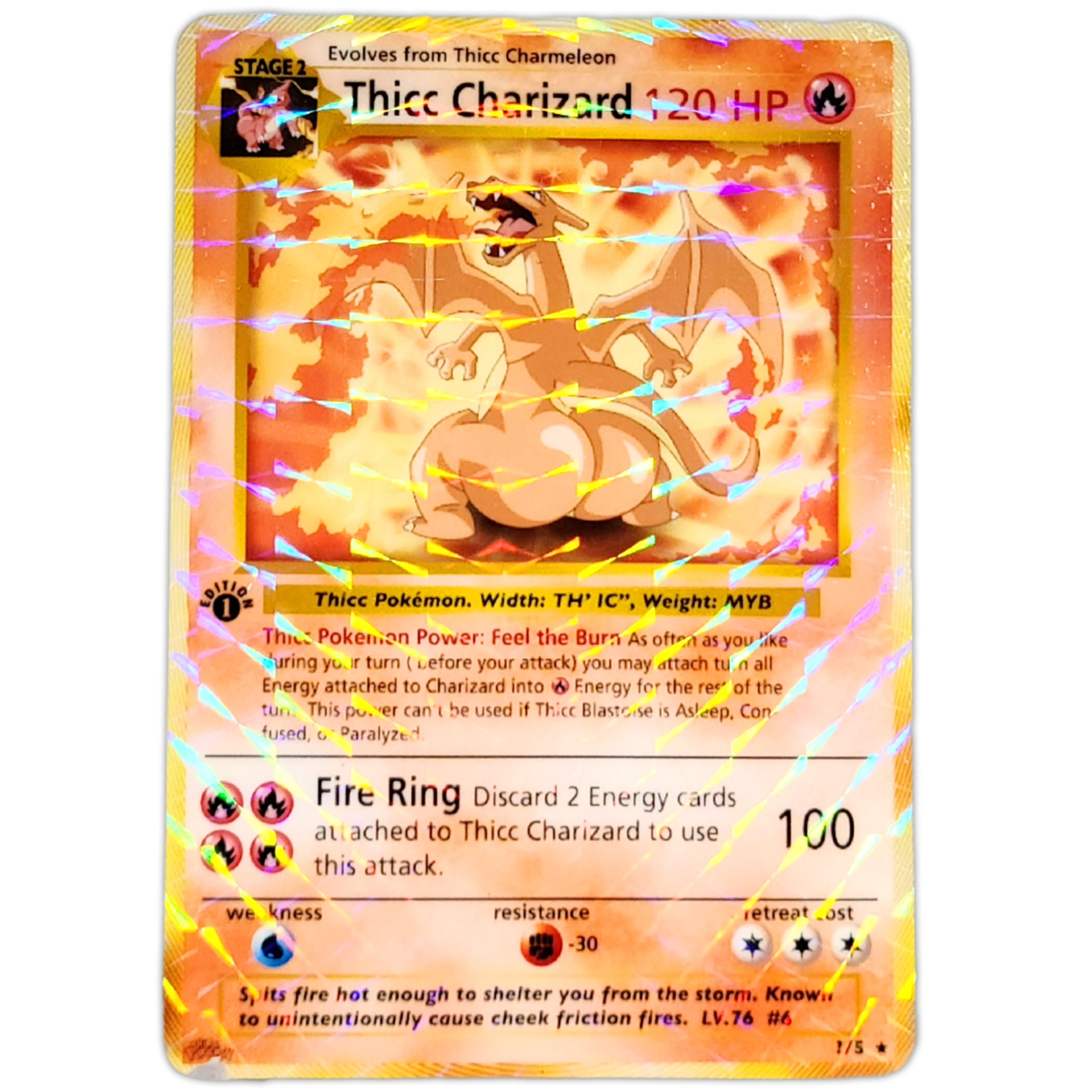 Thicc Charizard Custom Full Holo Trading Card - Etsy
