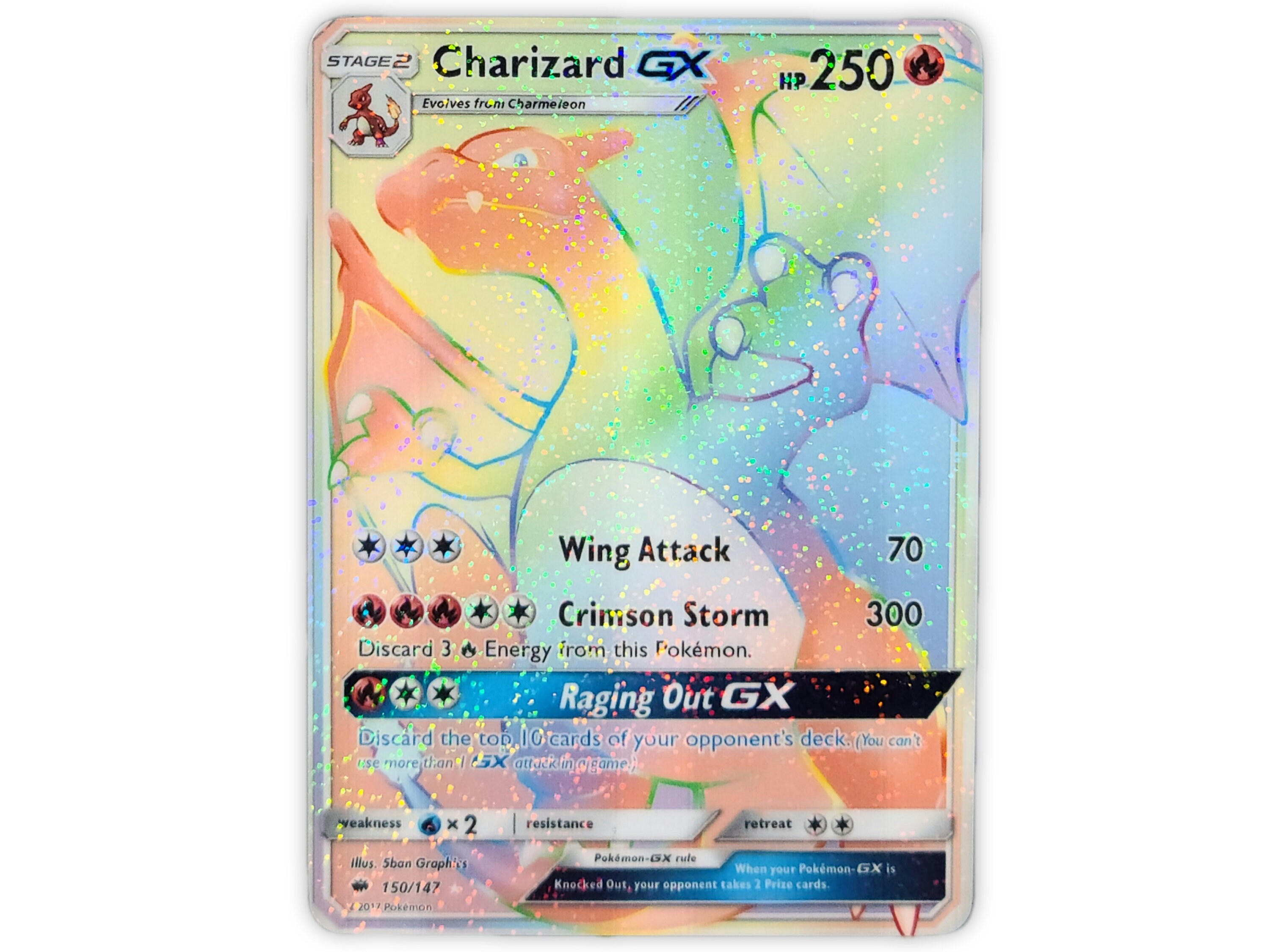 Charizard GX 150/147 Burning Shadows Holo Full Art Rainbow - Etsy Sweden