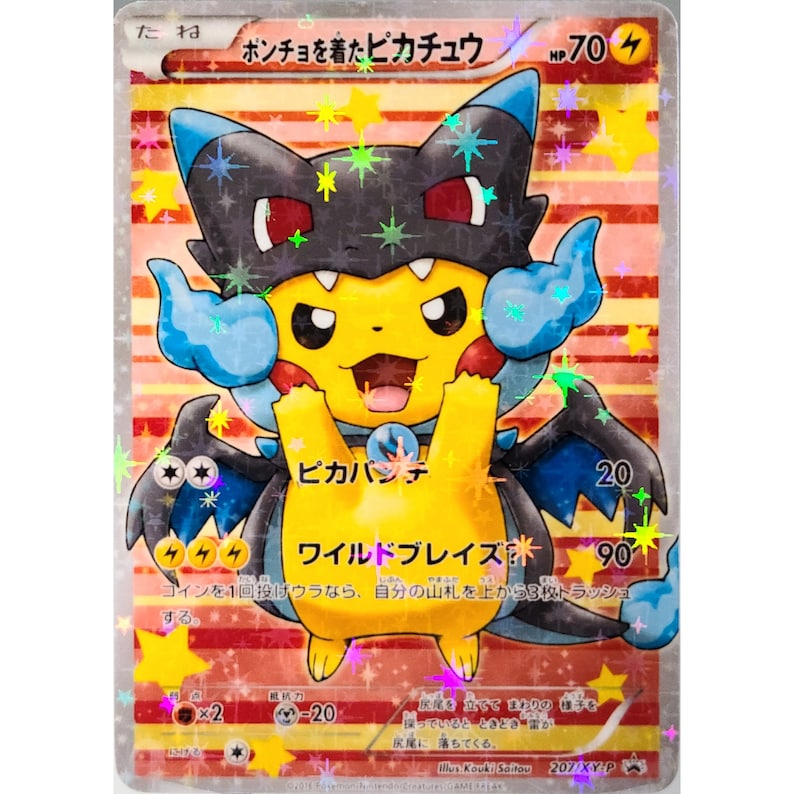M charizard poncho pikachu full art holo japanese xy promo etsy india