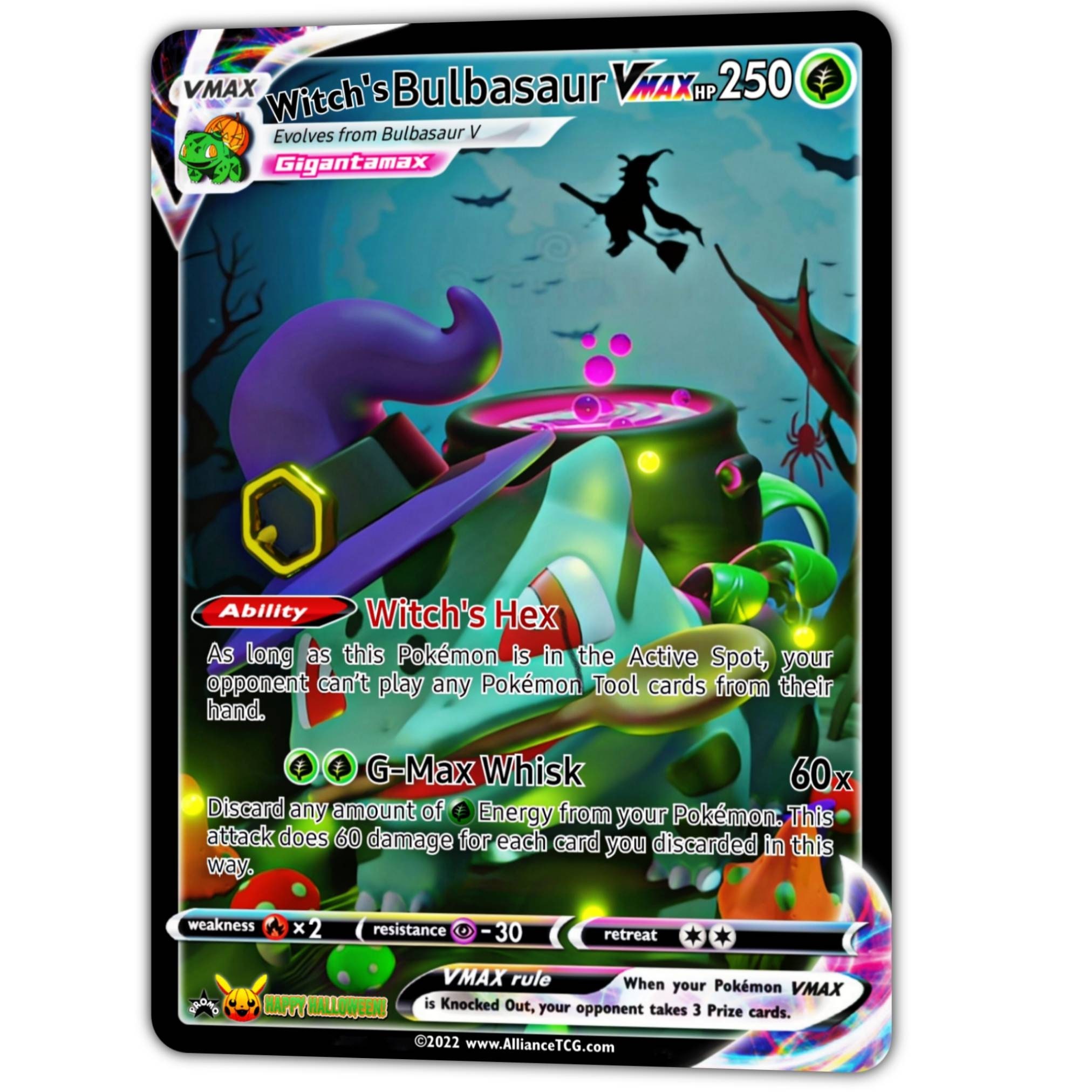 Witch's Bulbasaur VMAX Full Art Holo Halloween Card Etsy