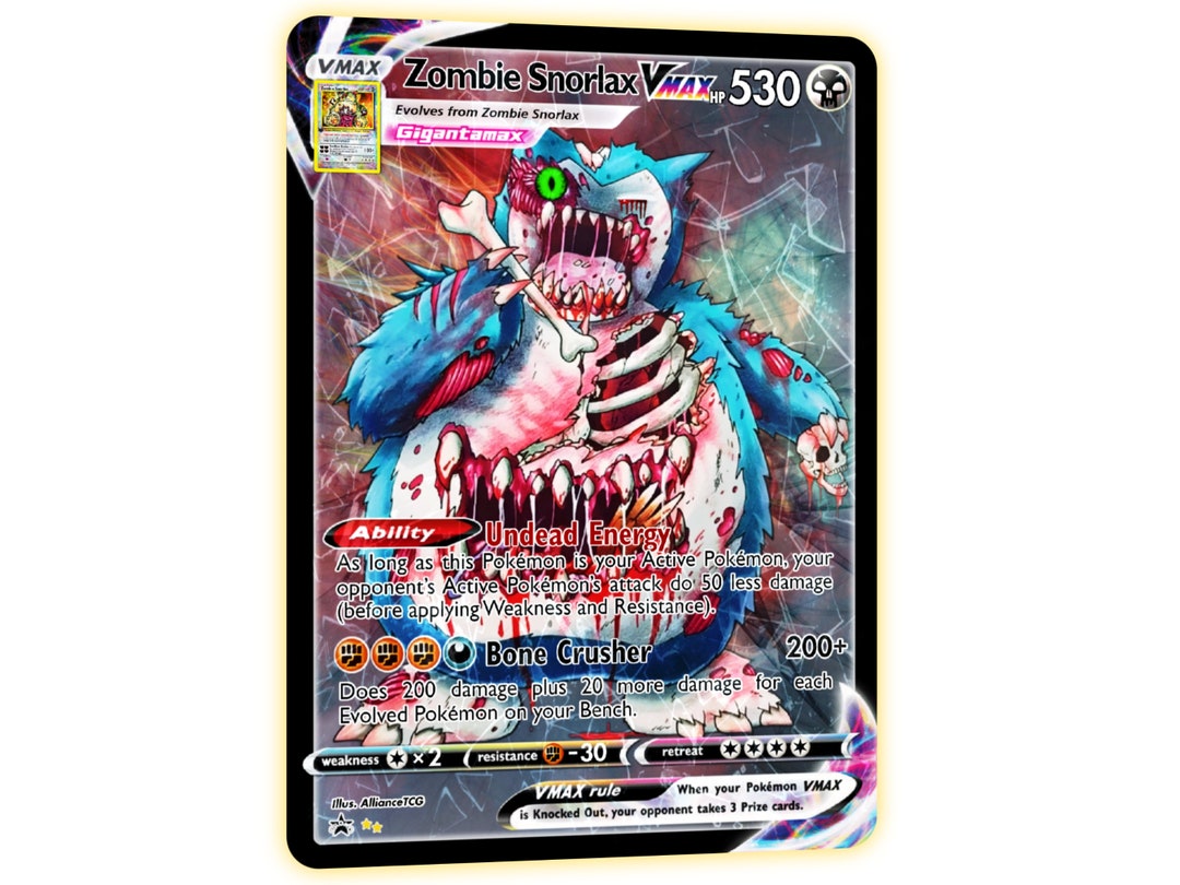 Zombie Snorlax VMAX Custom Full Art Holo Trading Card - Etsy