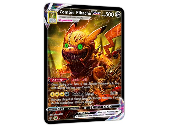 Zombie Pikachu VMAX Custom Full Art Holo Trading Card 