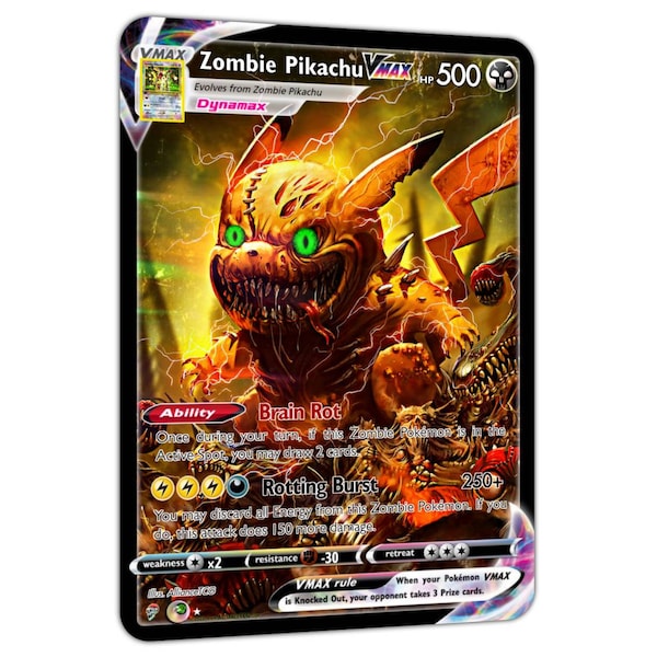Zombie Pikachu VMAX Custom Full Art Holo Trading Card