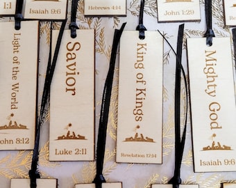 Names of Jesus Advent Ornaments: Christian Christmas Decor, 24 Wooden Bible Verse Ornaments