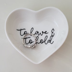 Engraved Ceramic Heart Ring Dish: Engagement Gift