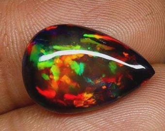 Smoked opal AAA++ Ethiopian black Opal Cabochon, pear shape opal , big size opal Pendant making used, unique fire opal loose stone cabochon