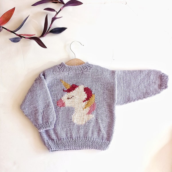 Knitting pattern (Eng) / Patrón de punto (Esp) Unicorn Sweater children/ Sweater unicornio niña