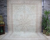 Extra Faded Blue Persian Rug 8 39 5 quot x11 39 9 quot , Oriental Style Persian Rug, Large Persian Rug, Muted Persian Rug, Vintage Persian Rug