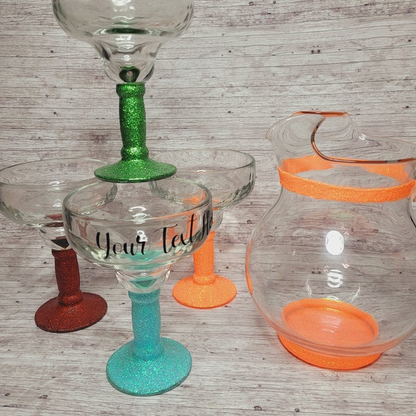 Margarita Glasses and Pitcher Etsy