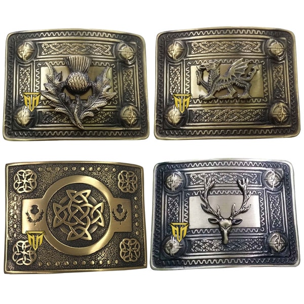 AAEXPO Men's Scottish Kilt Belt Buckle Various Design Antique Finish Celtic Buckles