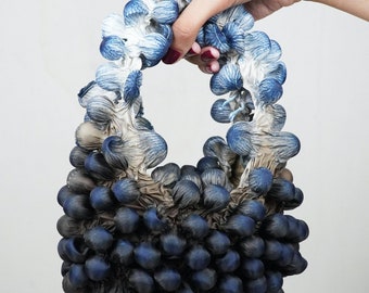 Bag with Anemone-Inspired Texture for Fashion Statement Piece Textile Manipulation Shibori Expandable Nylon Bag - Anemone by BOOLAO