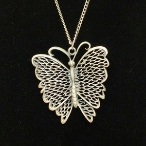 Unbranded Silver Tone Pewter Butterfly Fashion Necklace