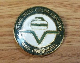 Vintage Ottawa Valley Curling Association Mixed 1990 Bonspiel Screw Back Pin
