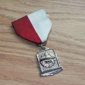 Vintage Silver Tone Citizenship BHS Collectible Red & White Ribbon Souvenir Pin