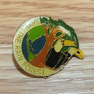 Vintage Enamel Save The Rainforest Toucan Collectible Taiwan Lapel Pin