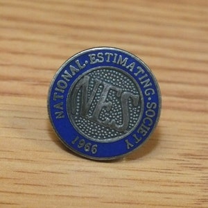 Vintage 1966 NES National Estimating Society Blue & Silver Tone Lapel Pin