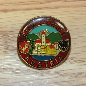 Vintage St. Wolfgang Austria Collectible Round Enamel Lapel Pin