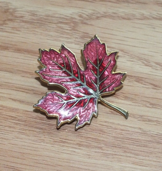 Pink & Gold Tone Autumn Maple Leaf Collectible So… - image 1