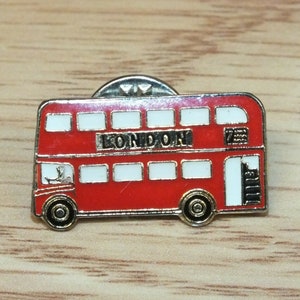 Vintage Red London Double Decker Bus Collectible Travel Souvenir Lapel Pin