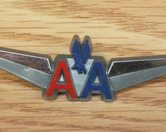 Vintage American Airlines Plastic Junior Pilot Collectible AA Wings Lapel Pin