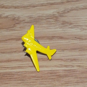Vintage Small Yellow Toy Jet Airplane Collectible Souvenir Lapel Pin